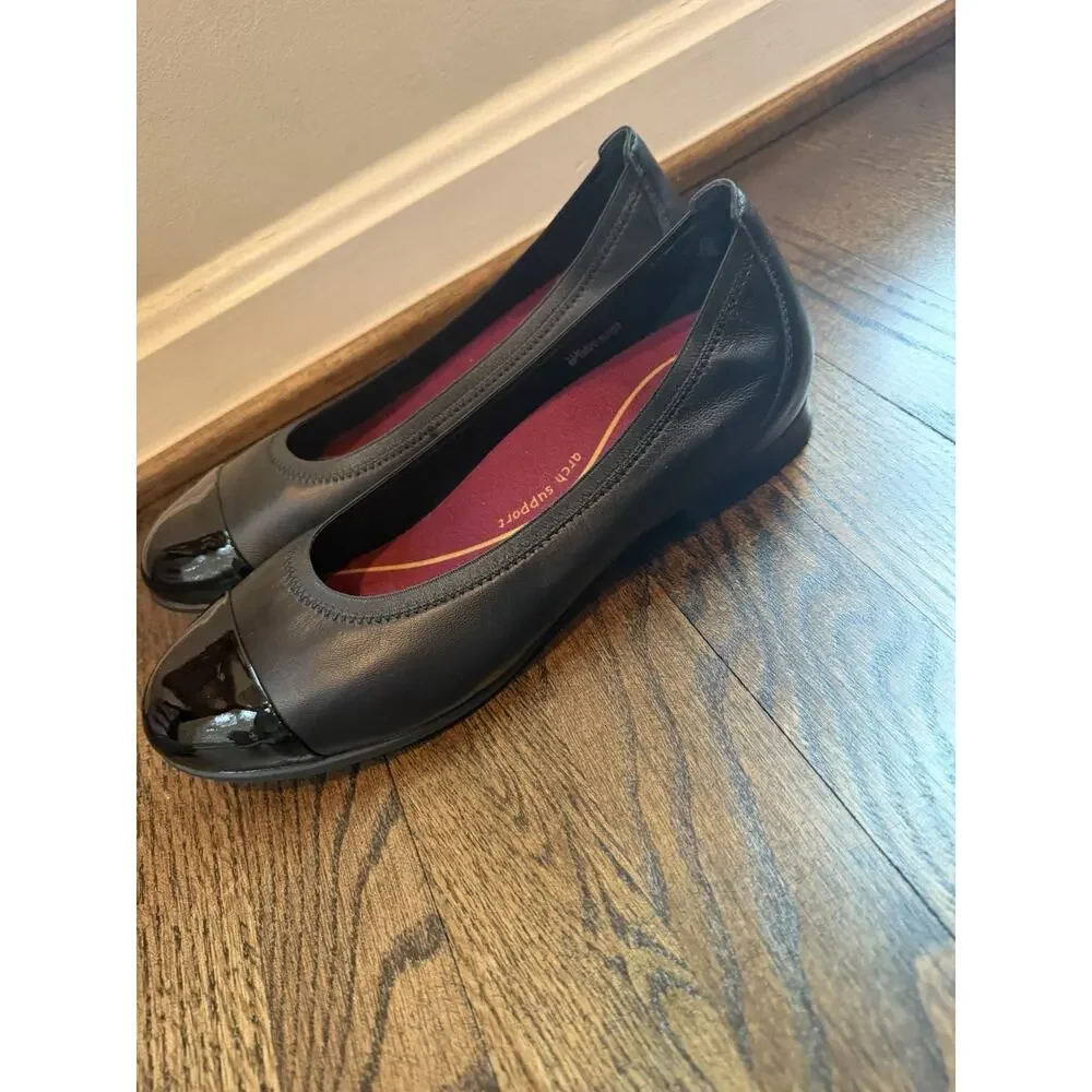 Munro Mila Ballet Flats Black Leather Women's Sz 11M NEW $215
